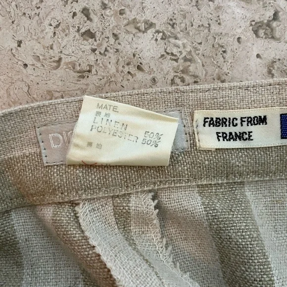 Vintage French Linen Blend Striped Pleated Bermuda Shorts - Picture 3 of 9